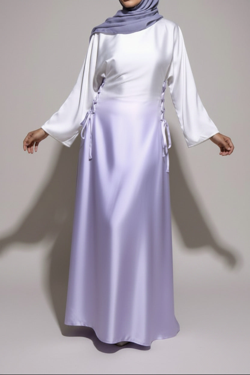 Laced Satin Dress - Lavender