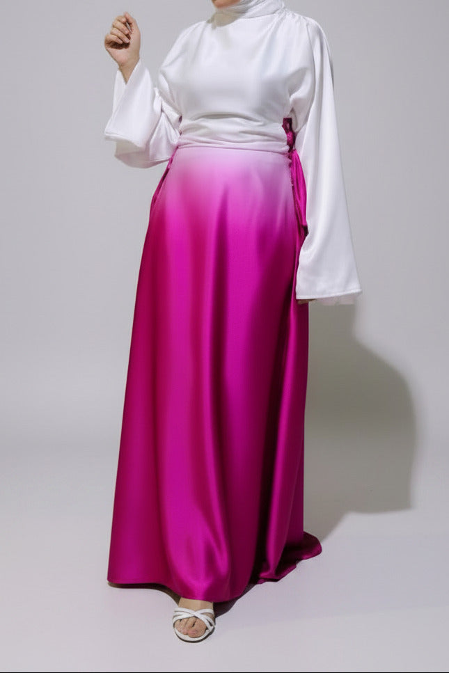 Laced Satin Dress - Fuchsia